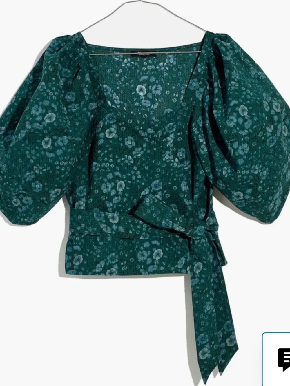 Madewell Woodland Floral Seersucker Sweetheart Wrap Top XS like new